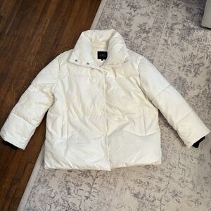 Avec Les Filles x With The Girls Faux Leather Puffer Jacket Size Large White